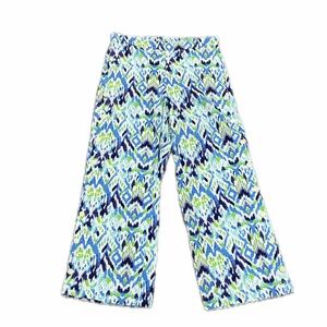 Soft Surroundings Sonoma Linen Blend Wide Leg Pants Buttons Sz M Abstract Ikat